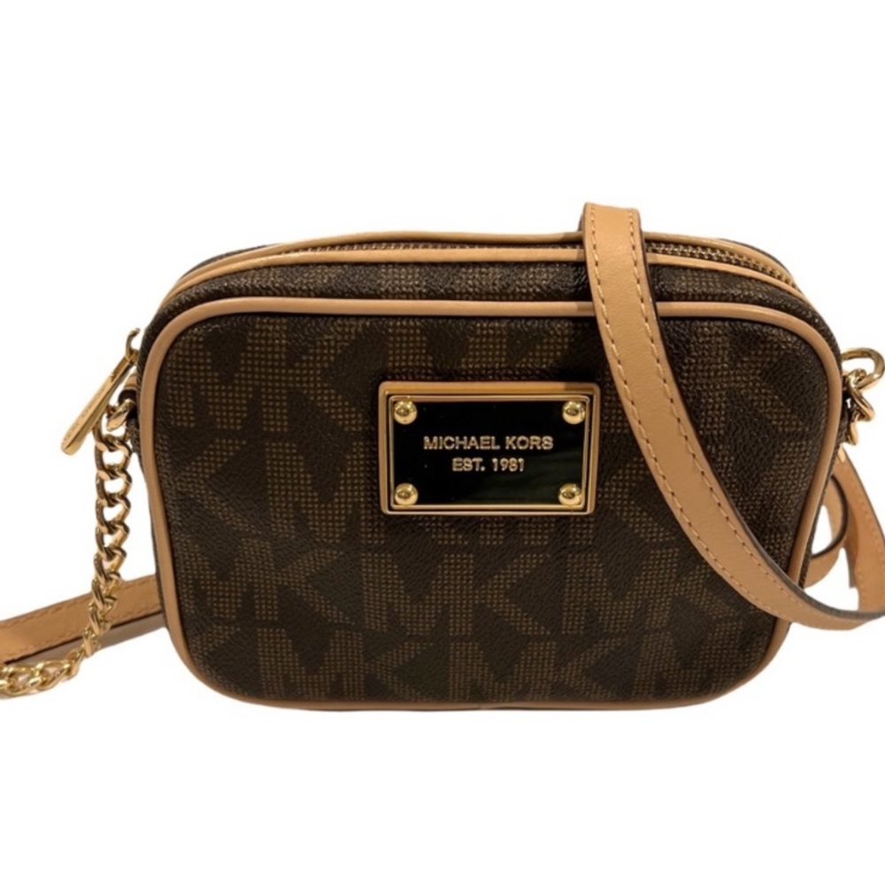Michael Kors Jet East West Small Brown Logo Monogram Crossbody